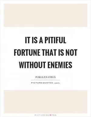 It is a pitiful fortune that is not without enemies Picture Quote #1