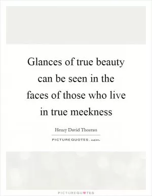 Glances of true beauty can be seen in the faces of those who live in true meekness Picture Quote #1