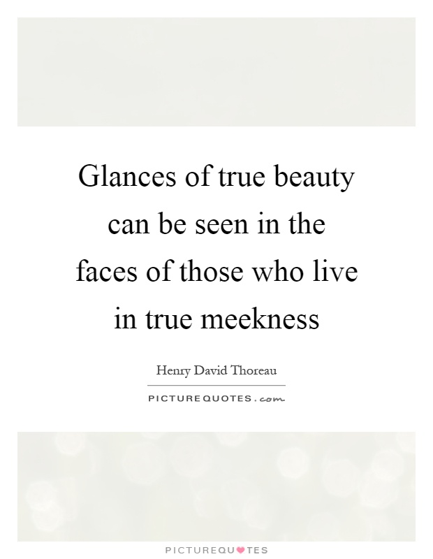Glances of true beauty can be seen in the faces of those who live in true meekness Picture Quote #1