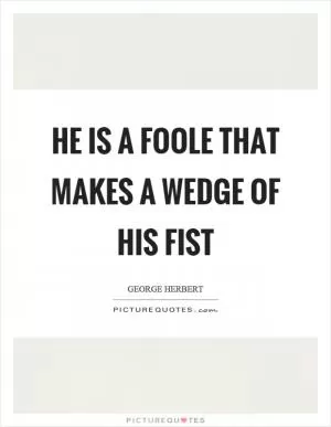 He is a foole that makes a wedge of his fist Picture Quote #1
