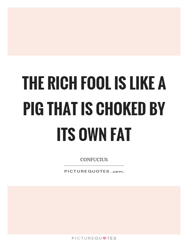 The rich fool is like a pig that is choked by its own fat Picture Quote #1