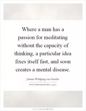 Where a man has a passion for meditating without the capacity of thinking, a particular idea fixes itself fast, and soon creates a mental disease Picture Quote #1