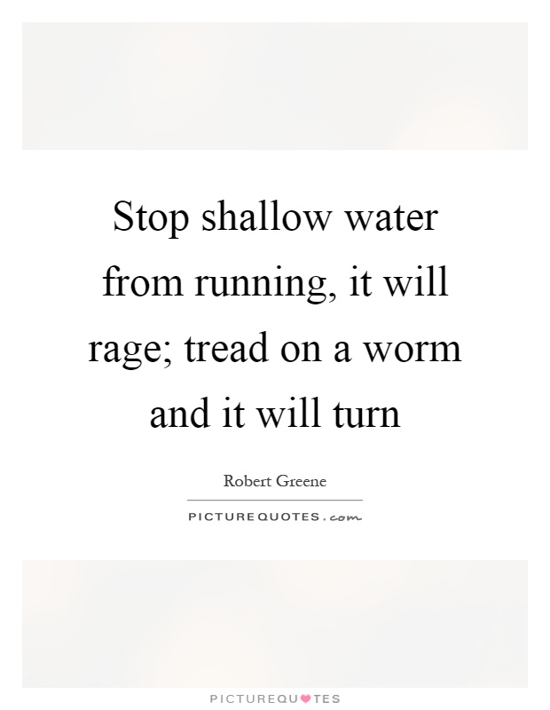 Stop shallow water from running, it will rage; tread on a worm and it will turn Picture Quote #1