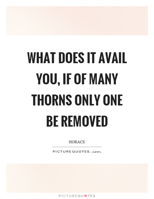 What does it avail you, if of many thorns only one be removed Picture Quote #1