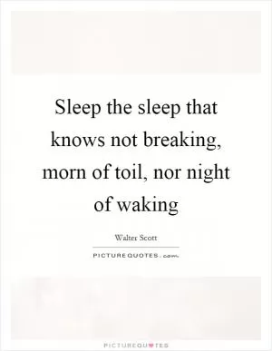 Sleep the sleep that knows not breaking, morn of toil, nor night of waking Picture Quote #1