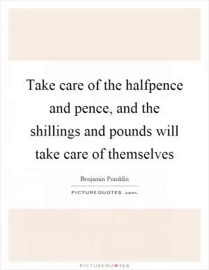 Take care of the halfpence and pence, and the shillings and pounds will take care of themselves Picture Quote #1