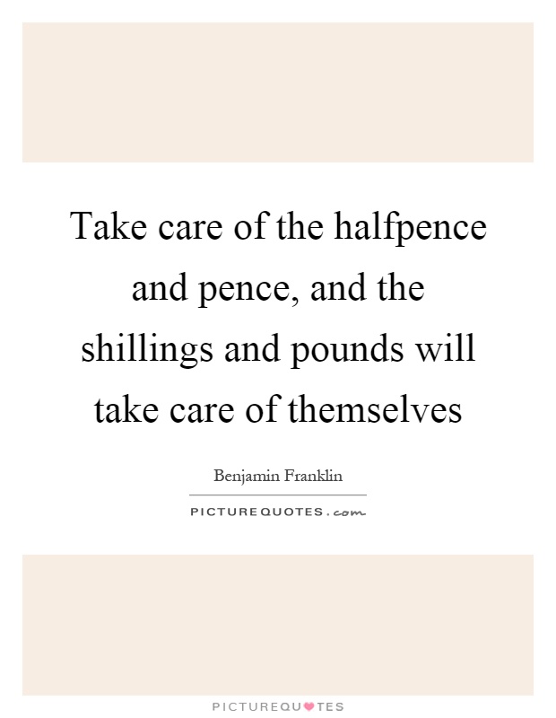 Take care of the halfpence and pence, and the shillings and pounds will take care of themselves Picture Quote #1