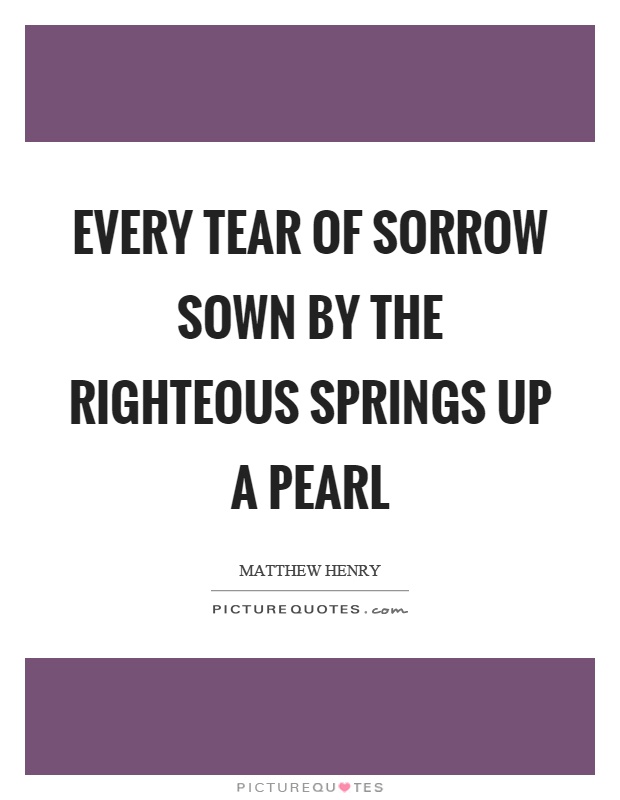 Every tear of sorrow sown by the righteous springs up a pearl Picture Quote #1