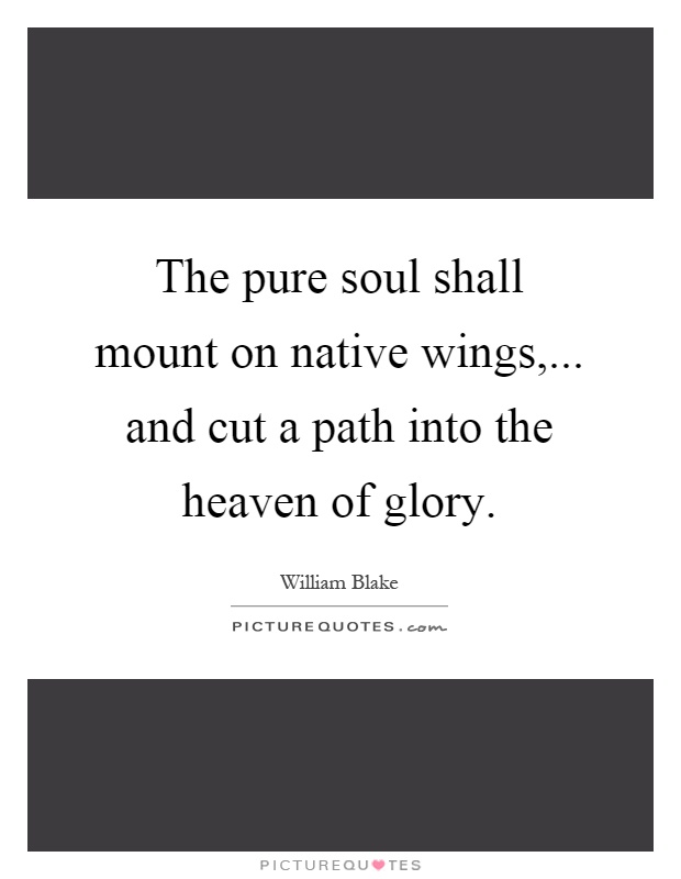 The pure soul shall mount on native wings,... and cut a path into the heaven of glory Picture Quote #1