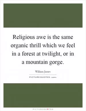 Religious awe is the same organic thrill which we feel in a forest at twilight, or in a mountain gorge Picture Quote #1