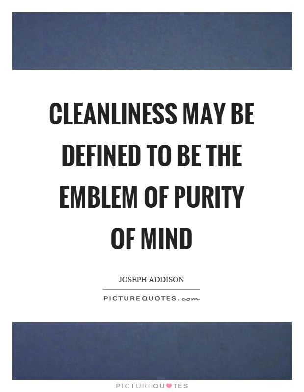 Cleanliness may be defined to be the emblem of purity of mind Picture Quote #1