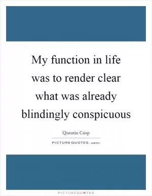 My function in life was to render clear what was already blindingly conspicuous Picture Quote #1