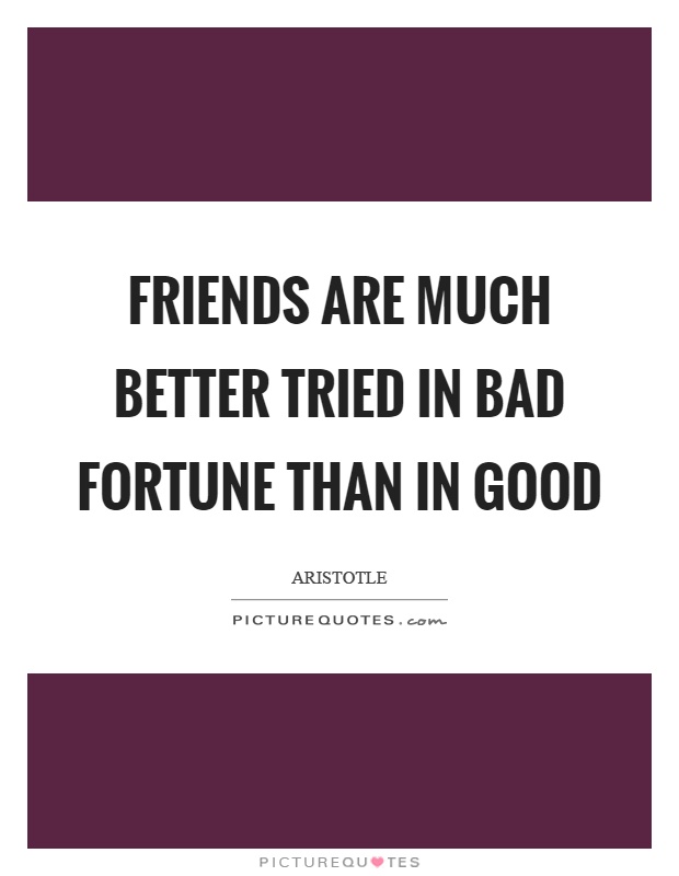 Friends are much better tried in bad fortune than in good Picture Quote #1