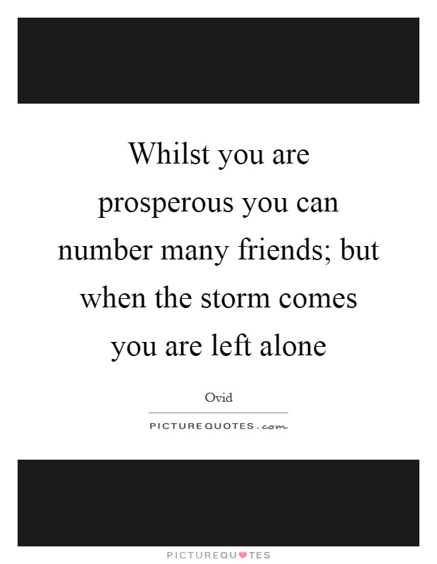 Whilst you are prosperous you can number many friends; but when the storm comes you are left alone Picture Quote #1