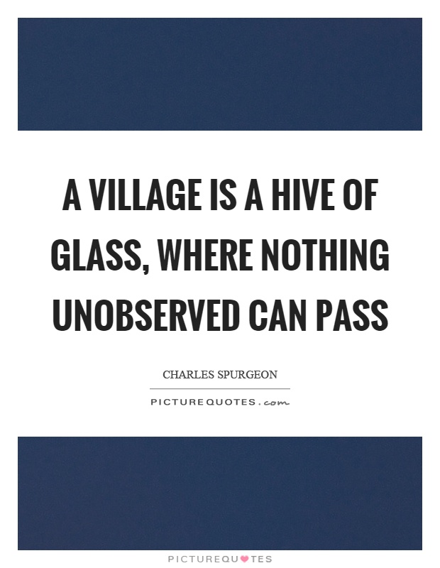 A village is a hive of glass, where nothing unobserved can pass Picture Quote #1