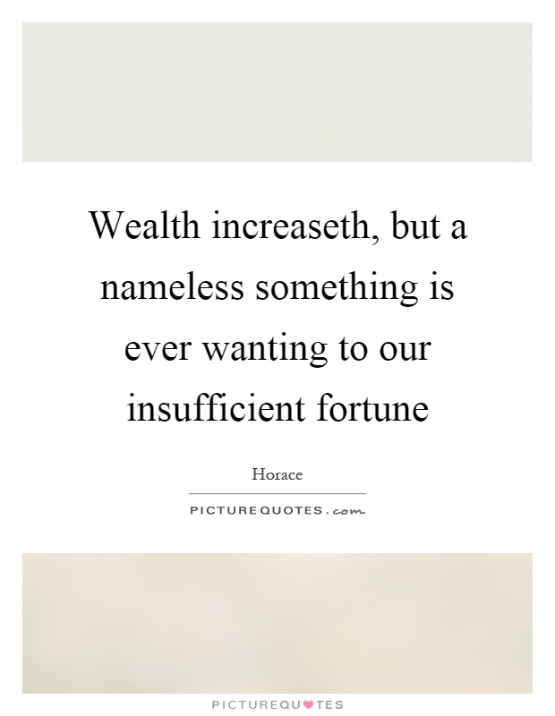 Wealth increaseth, but a nameless something is ever wanting to our insufficient fortune Picture Quote #1