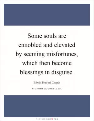 Some souls are ennobled and elevated by seeming misfortunes, which then become blessings in disguise Picture Quote #1