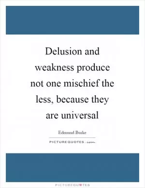Delusion and weakness produce not one mischief the less, because they are universal Picture Quote #1