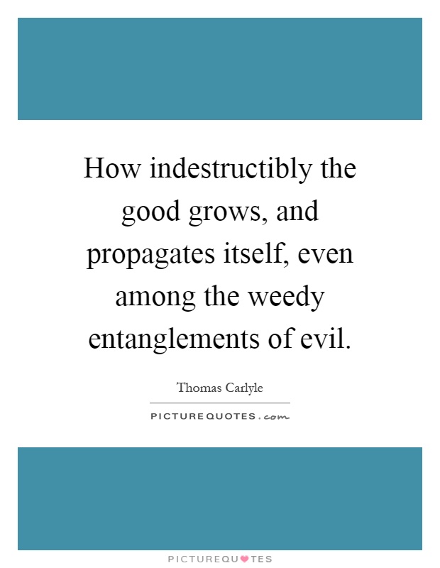 How indestructibly the good grows, and propagates itself, even among the weedy entanglements of evil Picture Quote #1