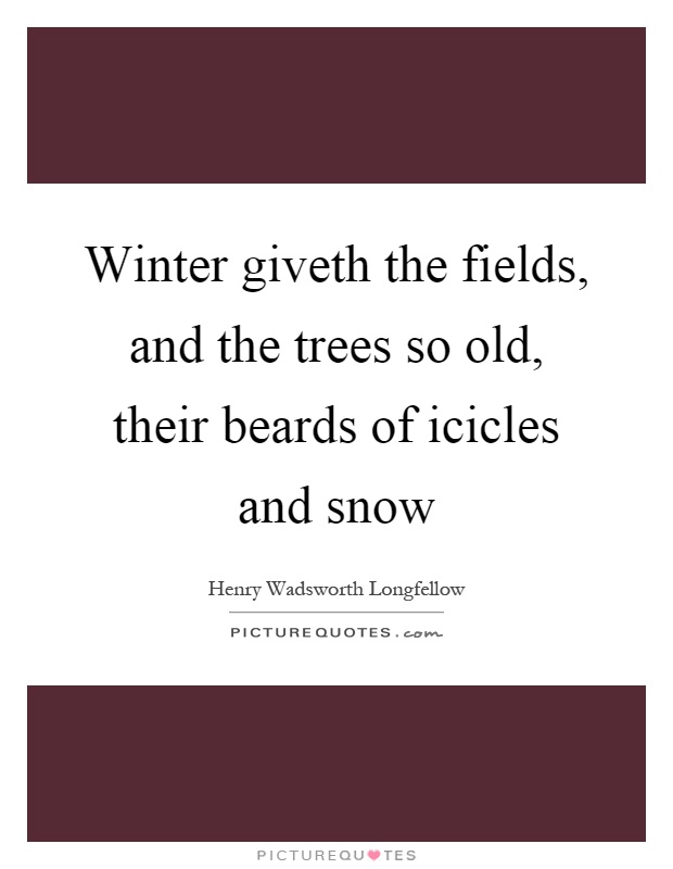 Winter giveth the fields, and the trees so old, their beards of icicles and snow Picture Quote #1