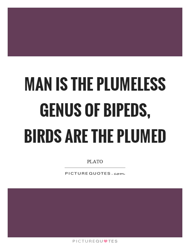Man is the plumeless genus of bipeds, birds are the plumed Picture Quote #1