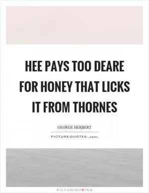 Hee pays too deare for honey that licks it from thornes Picture Quote #1