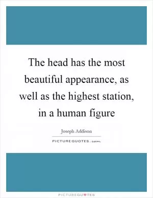 The head has the most beautiful appearance, as well as the highest station, in a human figure Picture Quote #1