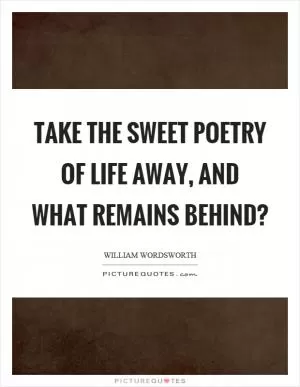 Take the sweet poetry of life away, and what remains behind? Picture Quote #1