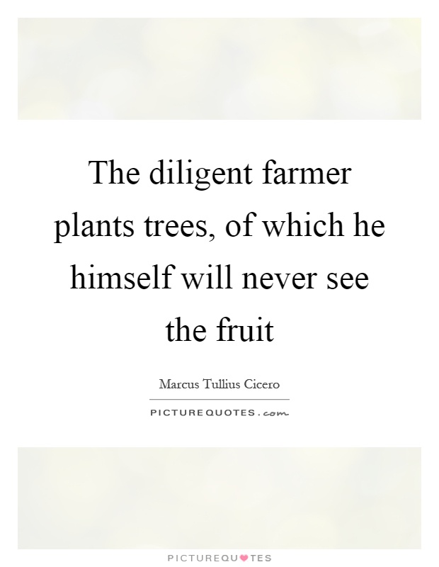 The diligent farmer plants trees, of which he himself will never see the fruit Picture Quote #1