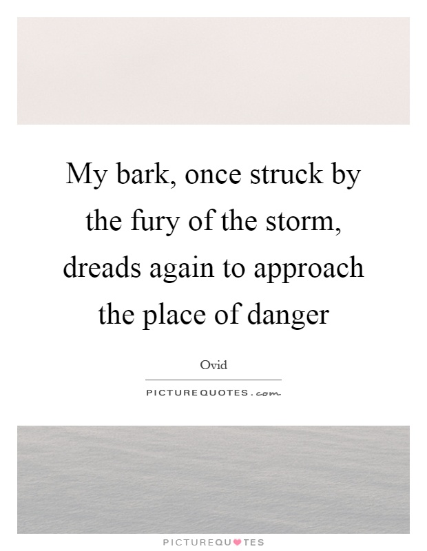 My bark, once struck by the fury of the storm, dreads again to approach the place of danger Picture Quote #1