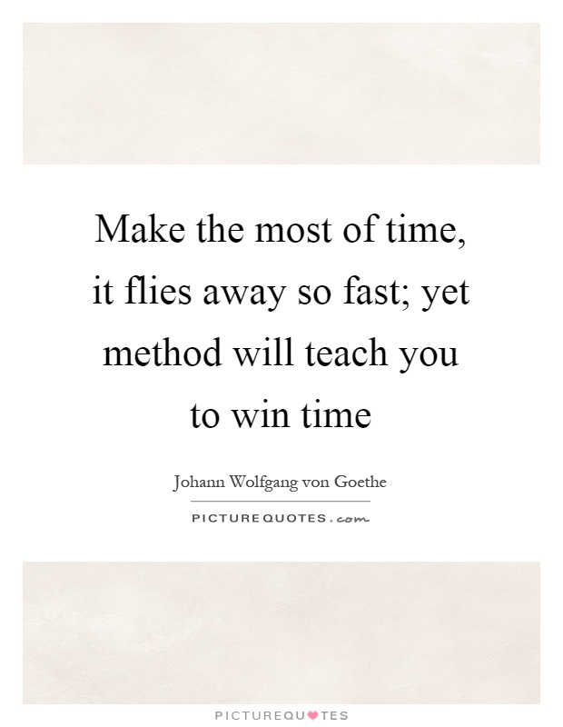 Make the most of time, it flies away so fast; yet method will teach you to win time Picture Quote #1