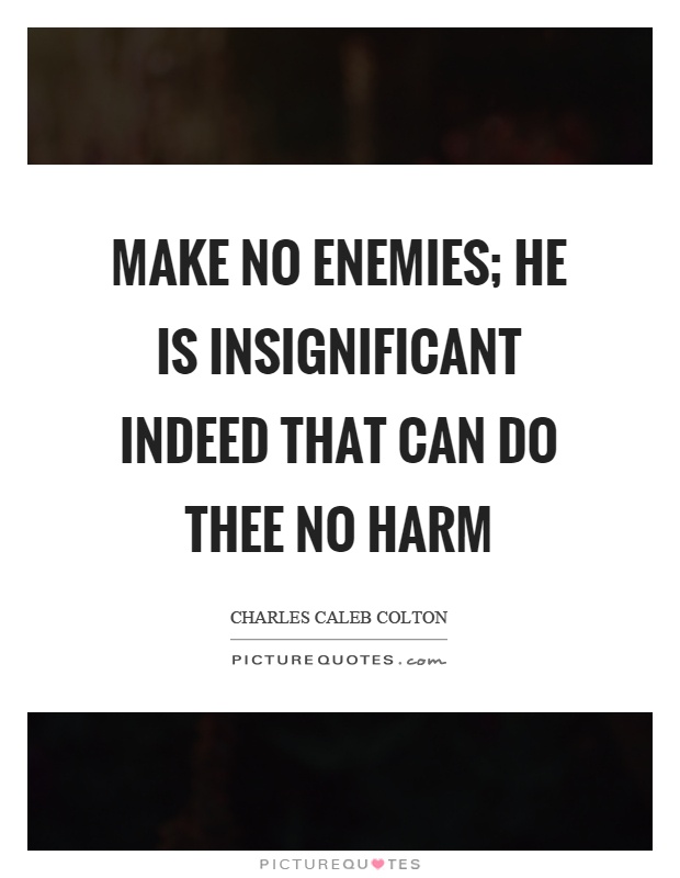 Make no enemies; he is insignificant indeed that can do thee no harm Picture Quote #1