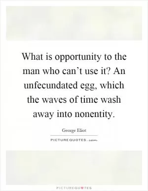 What is opportunity to the man who can’t use it? An unfecundated egg, which the waves of time wash away into nonentity Picture Quote #1