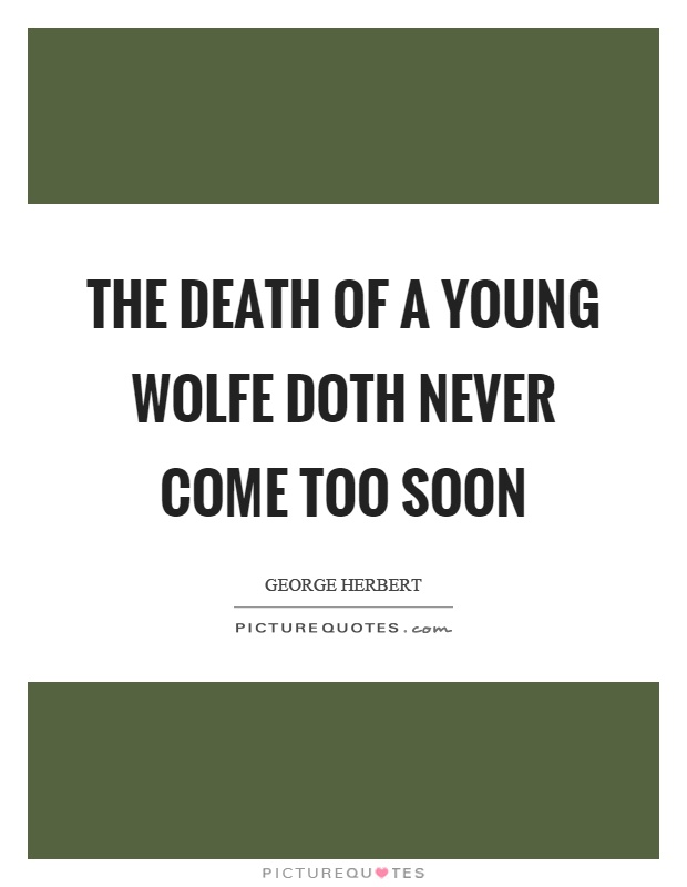 The death of a young wolfe doth never come too soon Picture Quote #1