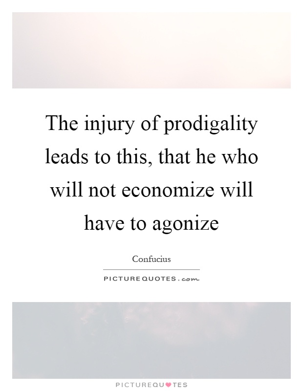The injury of prodigality leads to this, that he who will not economize will have to agonize Picture Quote #1