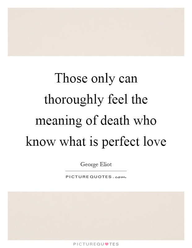 Those only can thoroughly feel the meaning of death who know what is perfect love Picture Quote #1
