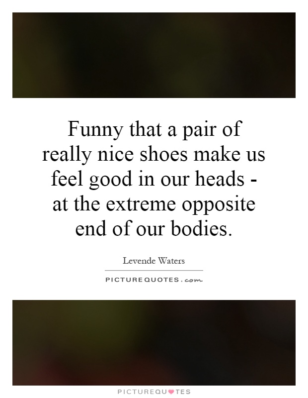 Funny that a pair of really nice shoes make us feel good in our heads - at the extreme opposite end of our bodies Picture Quote #1