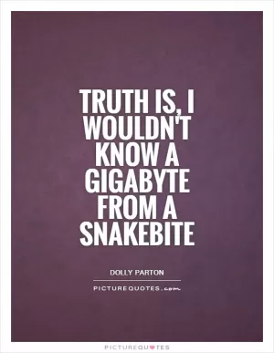 Truth is, I wouldn't know a gigabyte from a snakebite Picture Quote #1