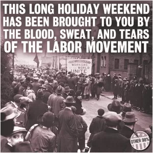This long holiday weekend has been brought to you by the blood, sweat, and tears of the labor movement Picture Quote #1