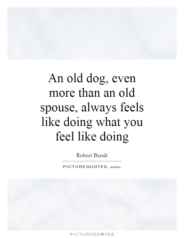 An old dog, even more than an old spouse, always feels like doing what you feel like doing Picture Quote #1