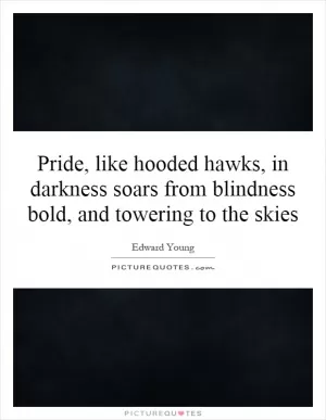 Pride, like hooded hawks, in darkness soars from blindness bold, and towering to the skies Picture Quote #1