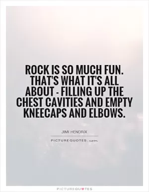 Rock is so much fun. That's what it's all about - filling up the chest cavities and empty kneecaps and elbows Picture Quote #1