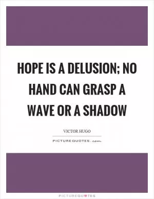 Hope is a delusion; no hand can grasp a wave or a shadow Picture Quote #1
