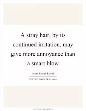 A stray hair, by its continued irritation, may give more annoyance than a smart blow Picture Quote #1