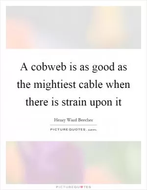 A cobweb is as good as the mightiest cable when there is strain upon it Picture Quote #1