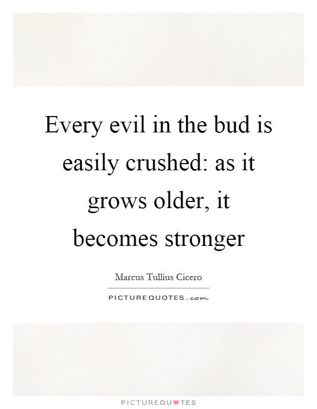Every evil in the bud is easily crushed: as it grows older, it becomes stronger Picture Quote #1