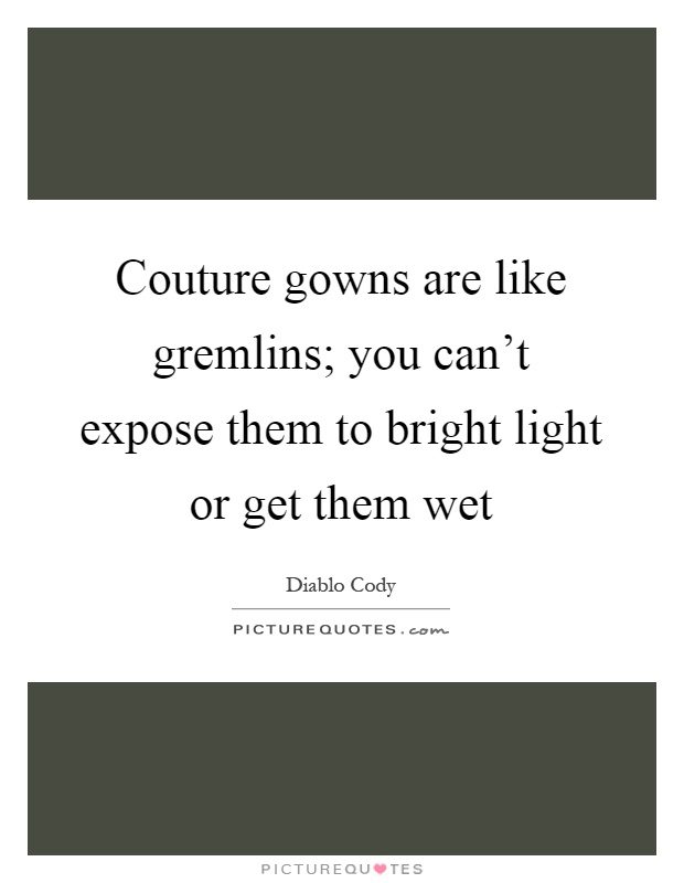 Couture gowns are like gremlins; you can't expose them to bright light or get them wet Picture Quote #1