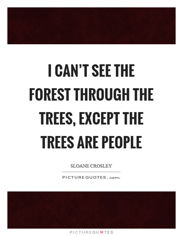 I can't see the forest through the trees, except the trees are people Picture Quote #1