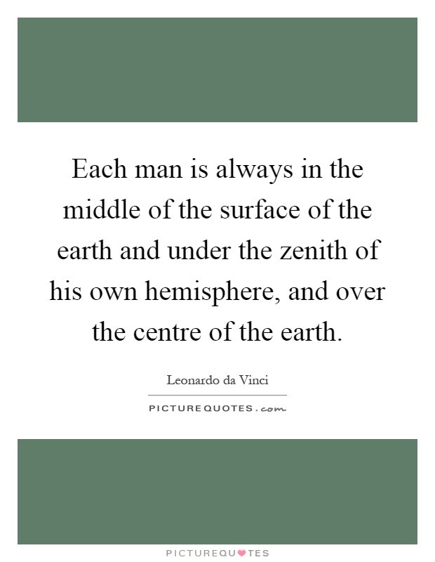 Each man is always in the middle of the surface of the earth and under the zenith of his own hemisphere, and over the centre of the earth Picture Quote #1