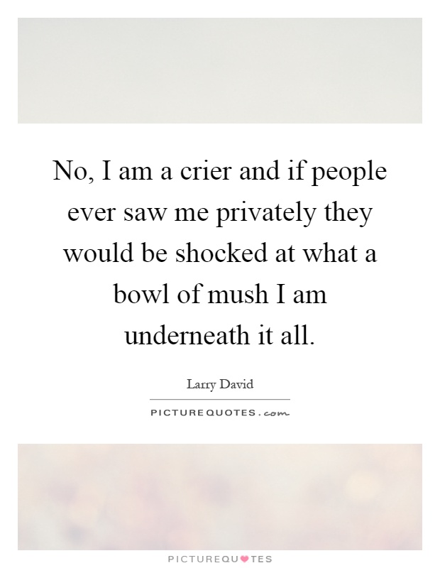 No, I am a crier and if people ever saw me privately they would be shocked at what a bowl of mush I am underneath it all Picture Quote #1